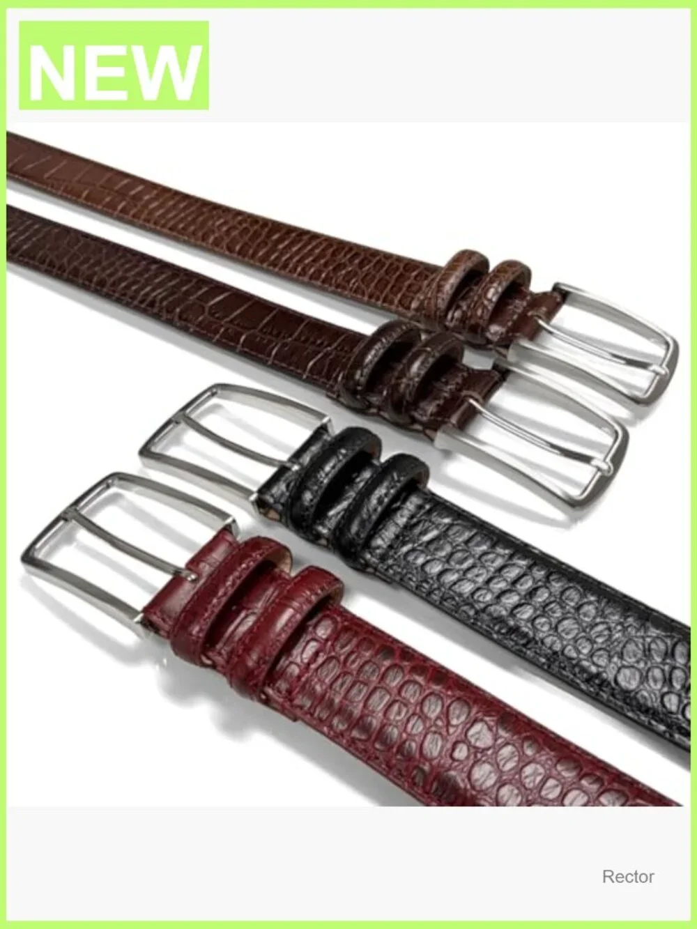 Genuine Leather Alligator Embossed Dress Belt 1-3/8